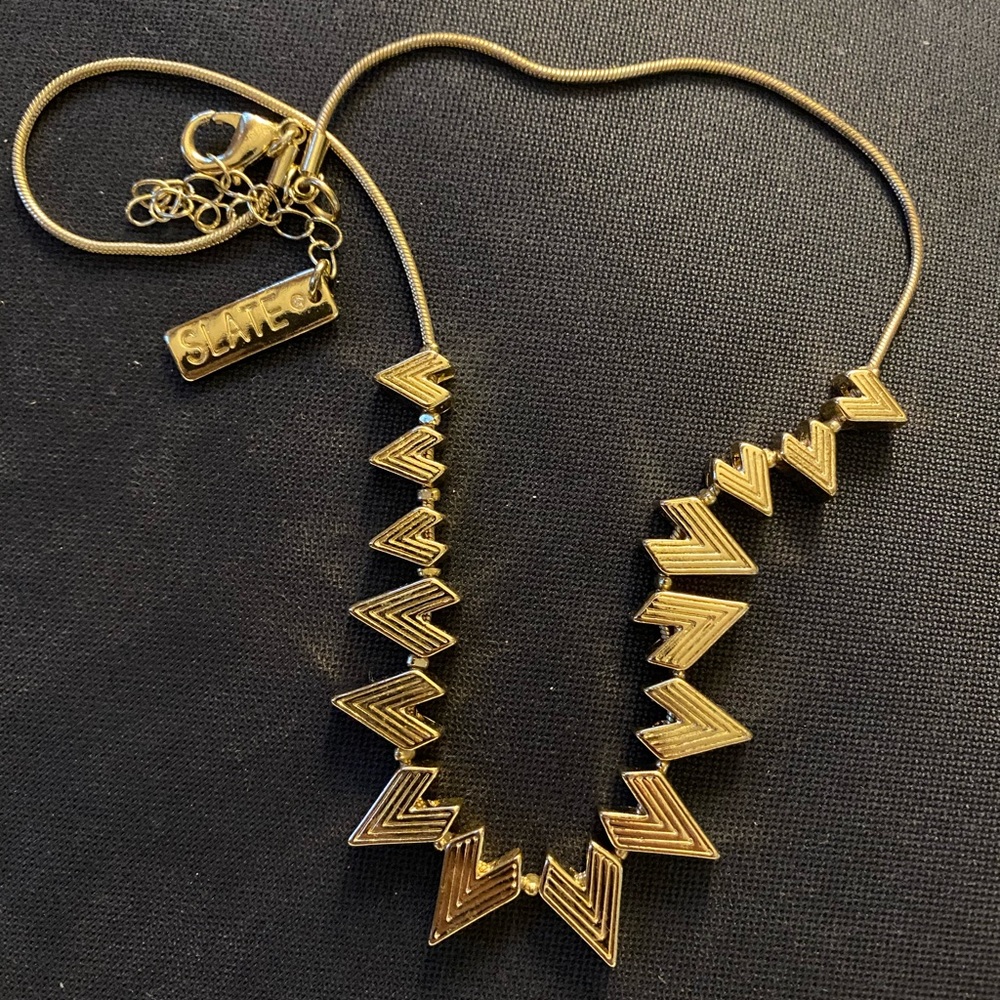 Engraved Triangle Necklace | SLATE | Gold Geometric